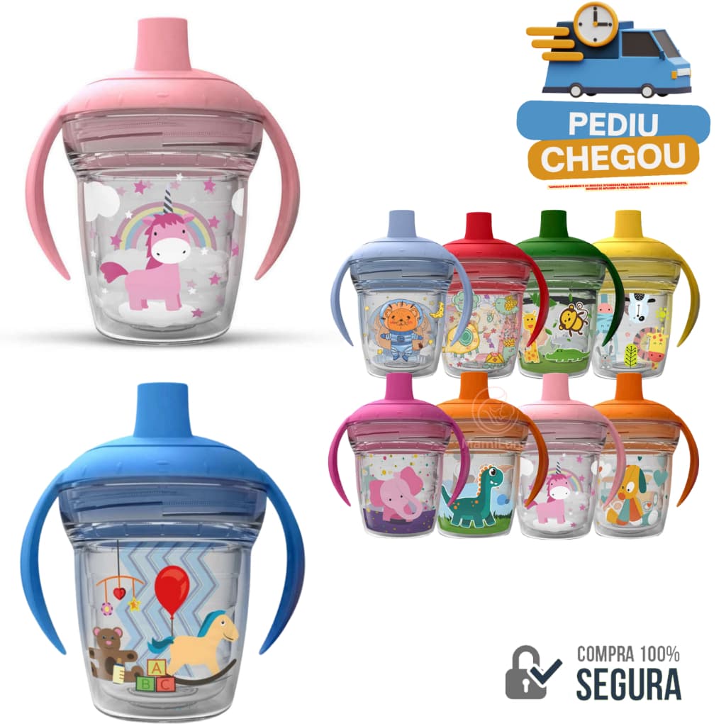 Copo de treinamento Infantil Transição Bebe com alça Antivazamento Com Alça e válvula Antiengasgo