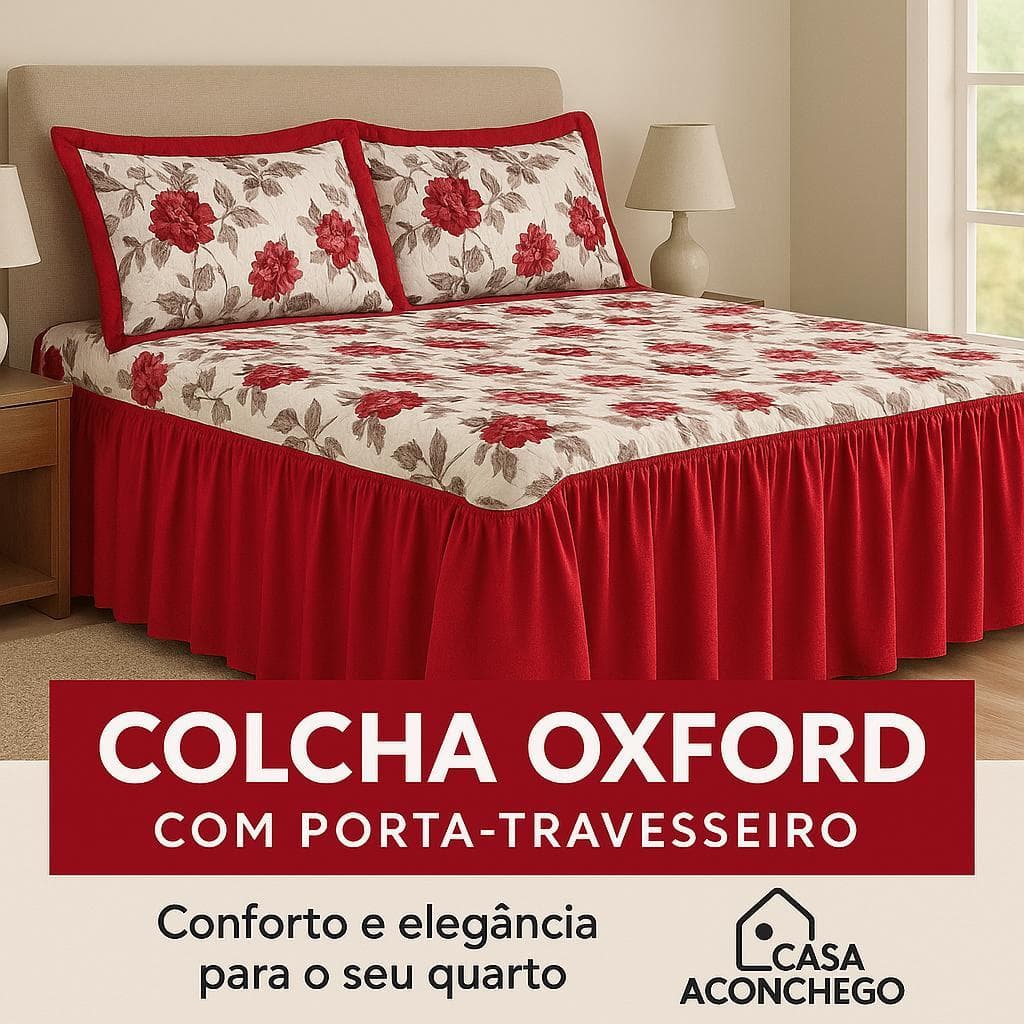 Kit Colcha Queen 3 Peças Oxford Floral – Conforto e Elegância p/ Casal | Preço de Fábrica