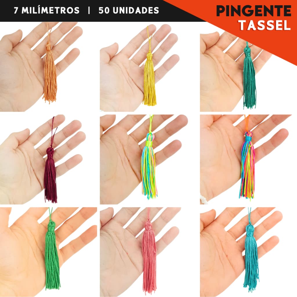 Tassel Pingente 7cm Colorido Pacote com  50 Unidades Franja Artesanato Bijuteria Acessórios