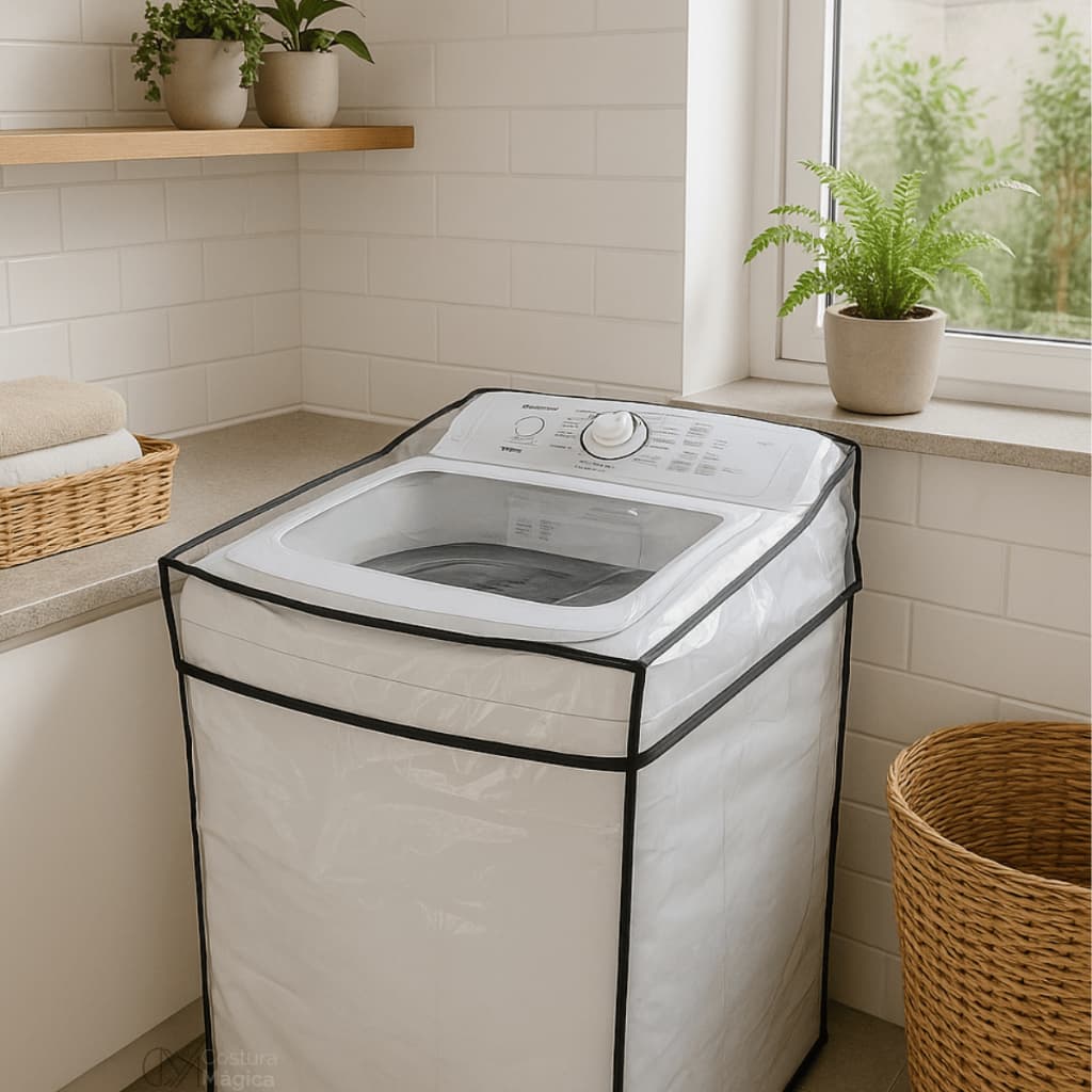 Capa Para Máquina de Lavar Roupa 8-17kg Consul Brastemp Electrolux Cristal Transparente C Elástico