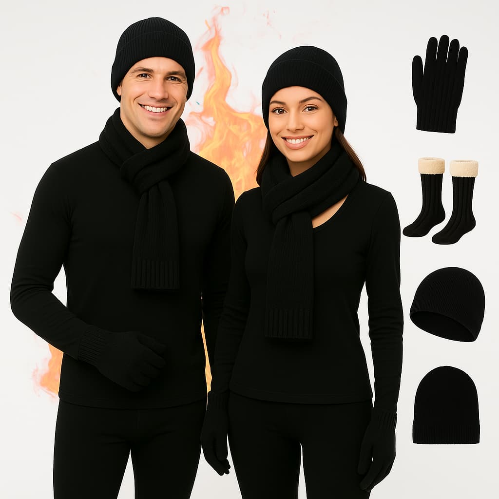 Kit Conjunto Segunda Pele Térmico Masculino Feminino Frio Inverno Luva Touca Cachecol