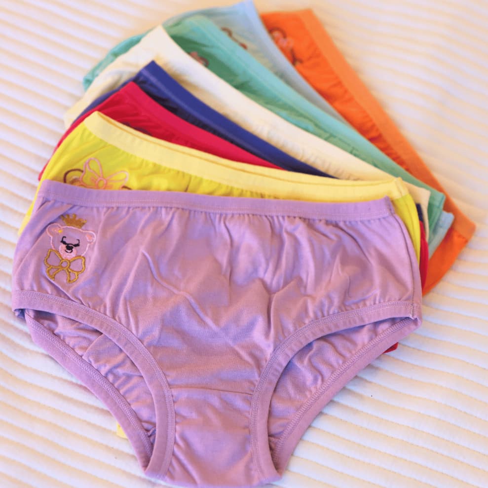 KIT Com 5 Calcinhas Infantil de Algodão Super Confortável Bordada Antialérgica