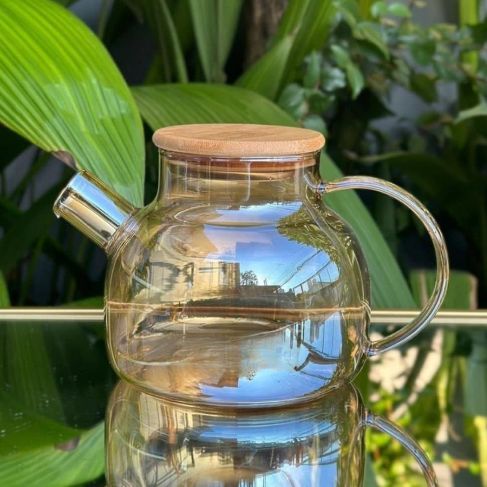 Chaleira de Vidro com Infusor ÂMBAR 1Litro Bule Chá Resistente ao calor Para Café Cozinha