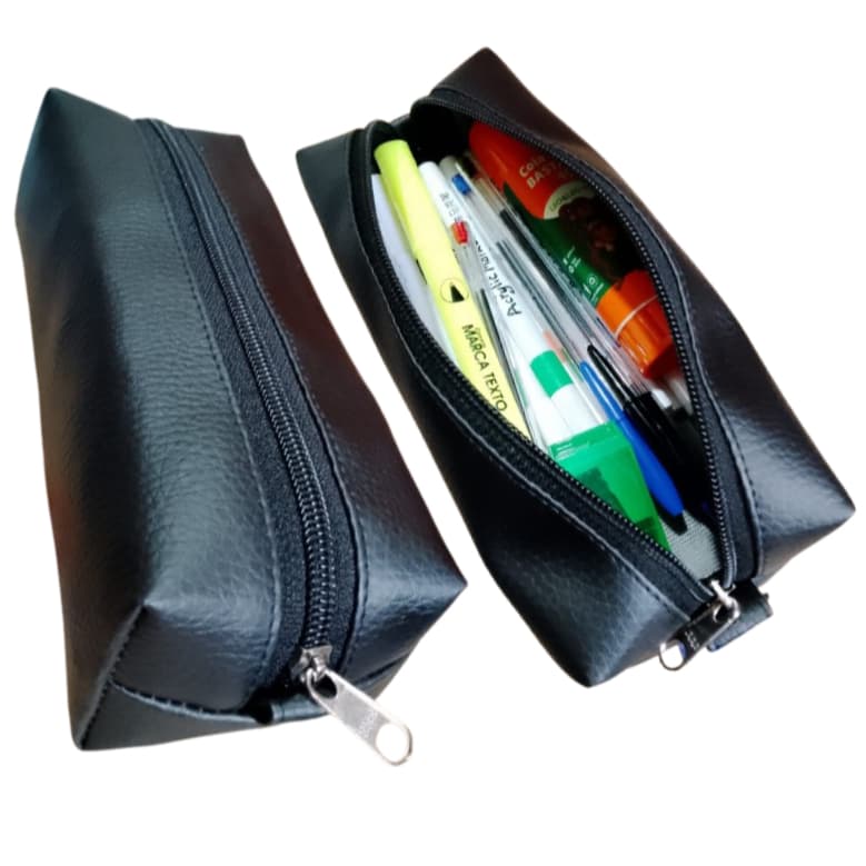 estojo escolar porta lapis em couro sintético bolsinha escolar
