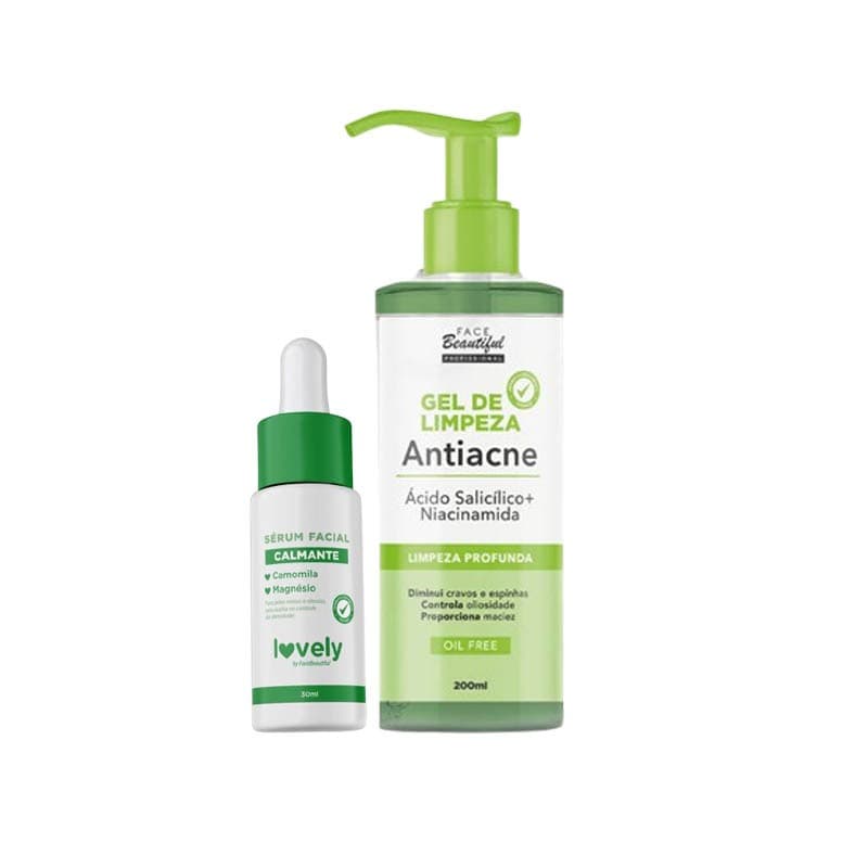 Kit Skin Care Pele Renovada Purificada Gel de Limpeza Antiacne Sérum Facia Face Beautiful