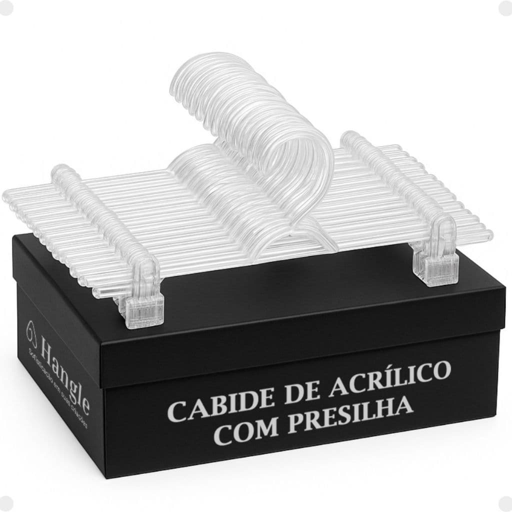 Cabide Acrílico Transparente Adulto Resistente com Presilhas 10 30 50 100 Unidades Para Lojas Closet