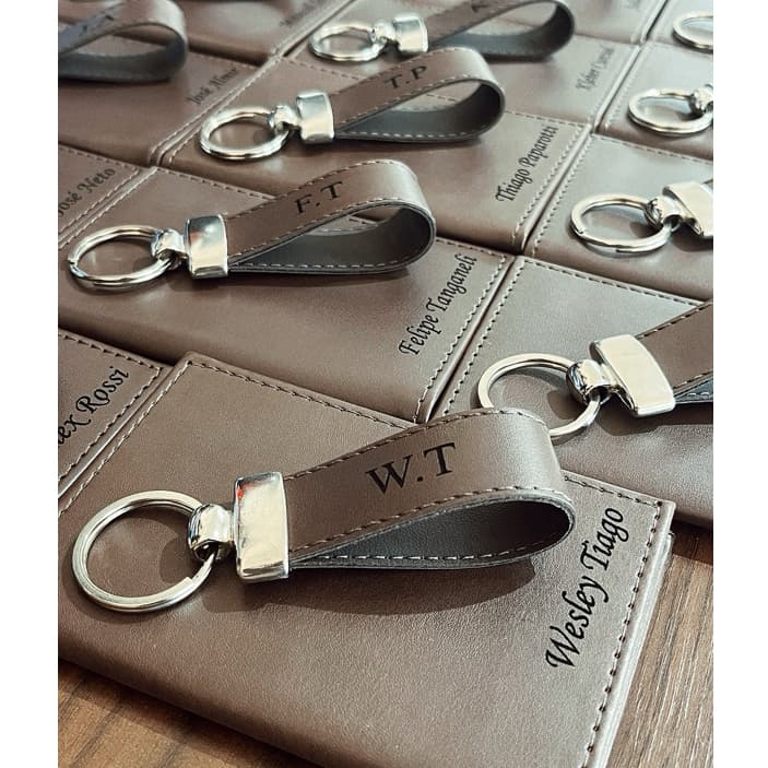Kits Carteira e Chaveiro Personalizados Couro Padrinhos