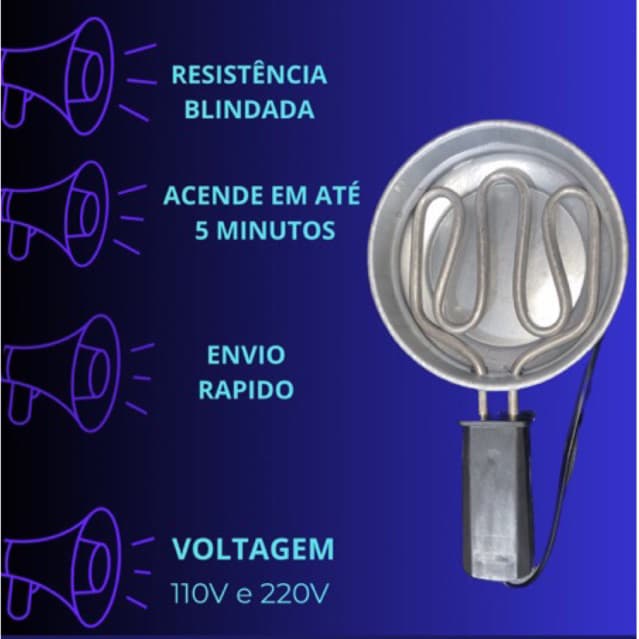 Fogareiro elétrico Tamanho médio voltagem 110V e 220V