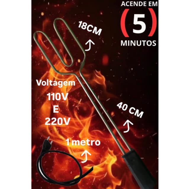 Acendedor Elétrico para churrasqueira e lareira 110v e 220