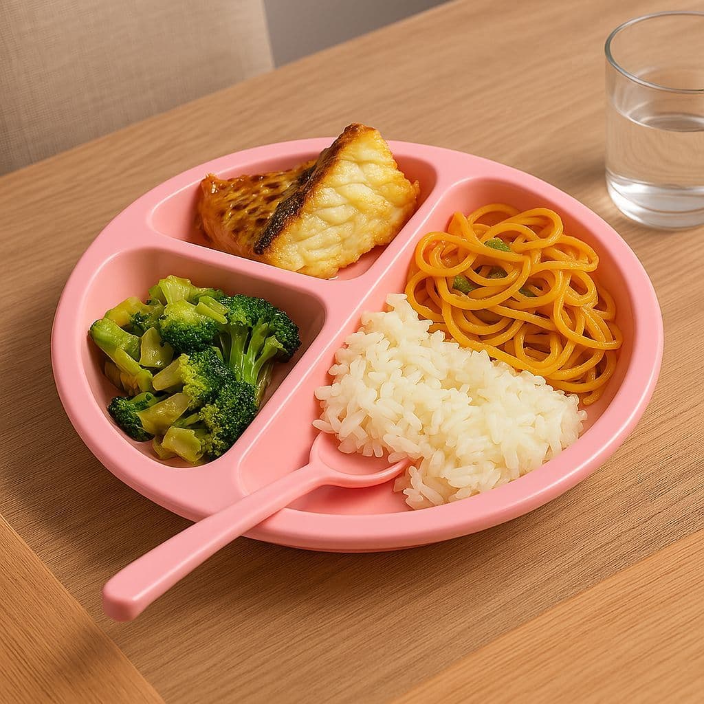 Kit Prato Baby Bebé Infantil com 3 Divisórias  Resistente Alimentação Refeição Segura e Divertida