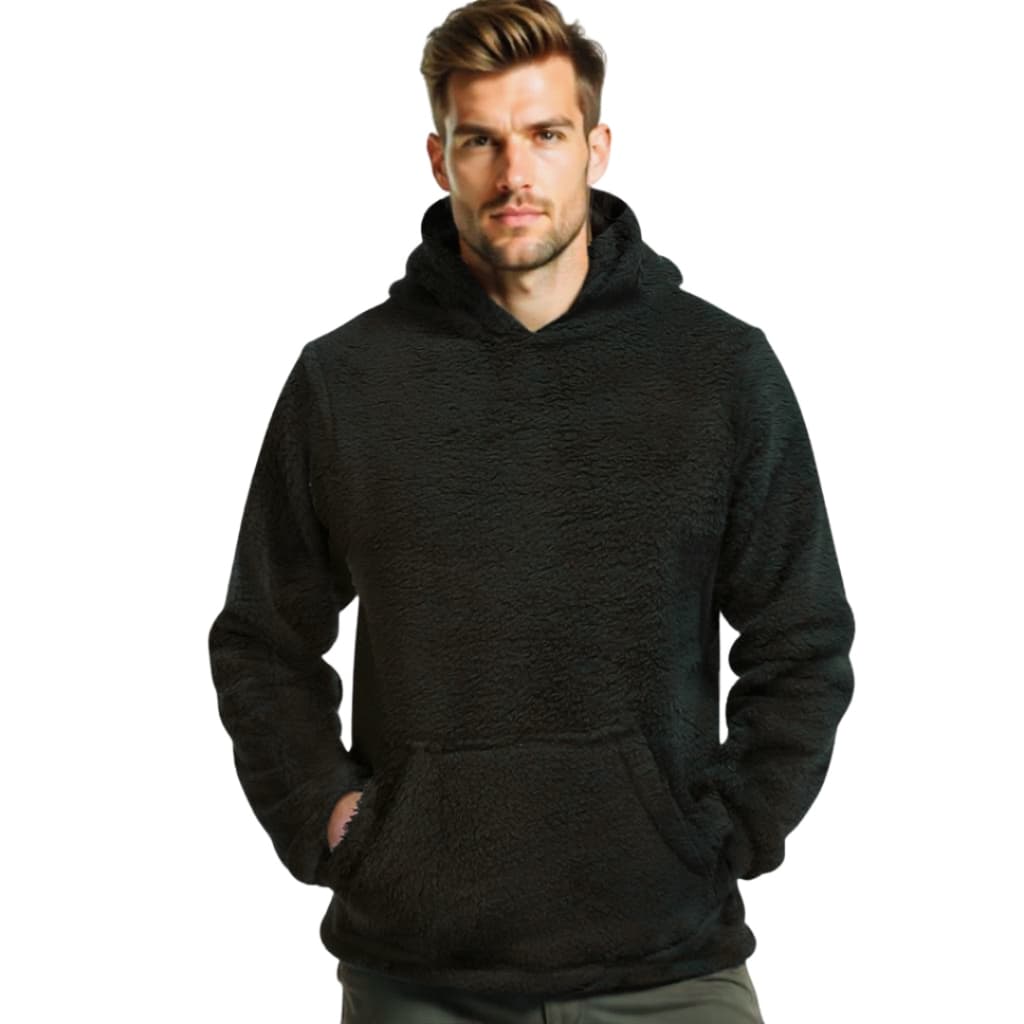 Canguru Blusão Casaco Teddy Masculino Duplo Com Bolso e Capuz