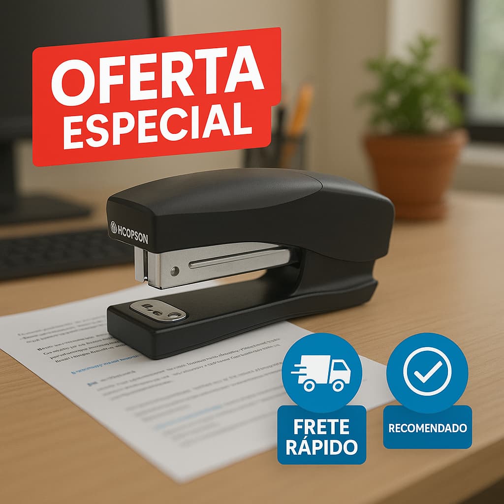 Grampeador de Mesa Profissional Preto Escritório Escolar Alta Capacidade 24/6 26/6