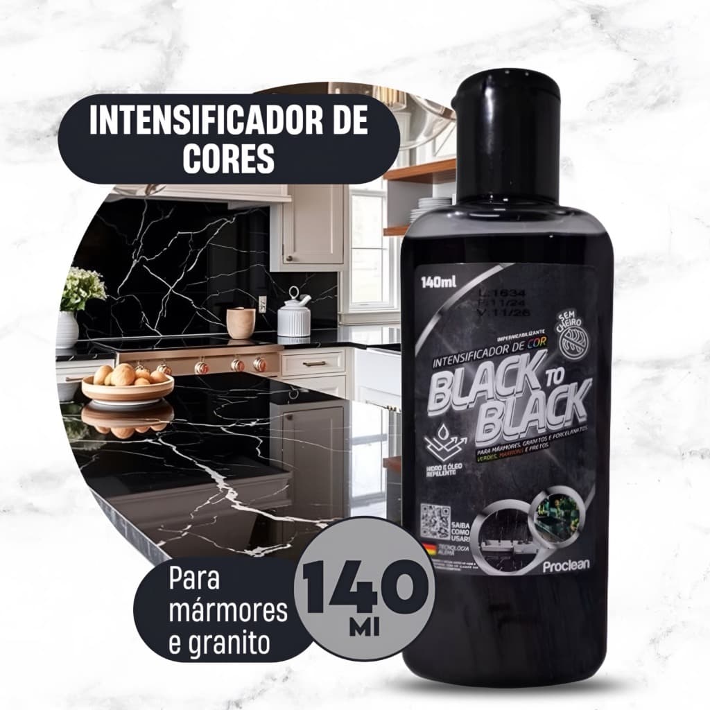 Revitalizador Limpa Granito Mármore Realça Cor Black To Black Brilho