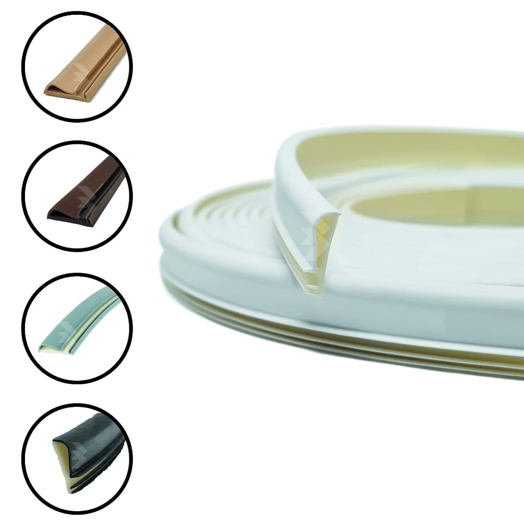 Borracha Amortecedora Veda Frestas 5,5m Para 1 Porta de Madeira - Tipo Encaixe Lateral - Belledoor