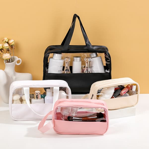 3 Bolsas Necessaire Transparente Para Viagem Cosméticos Produtos De Higiene Pessoal