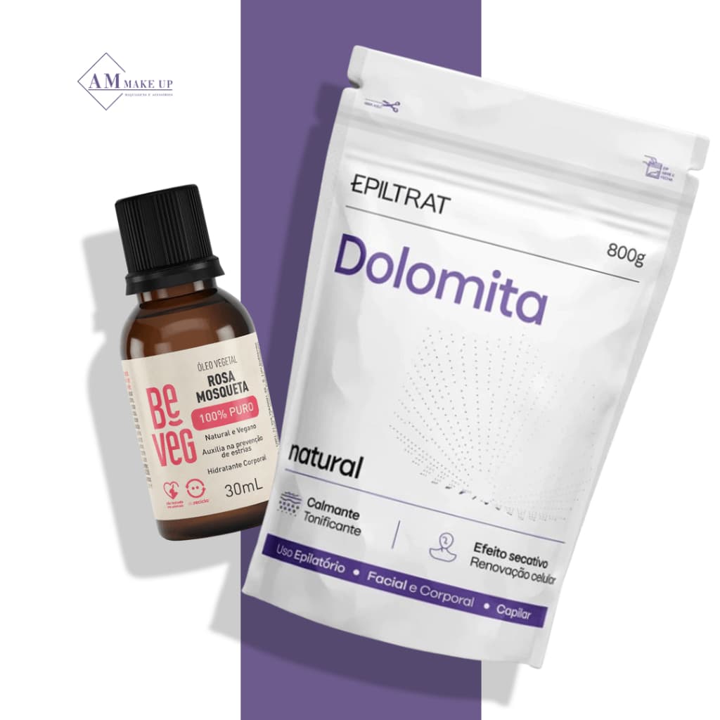 Dolomita 200g 800g ou Kit com Óleo Rosa Mosqueta | Argila Natural Clareadora Hidratante Máscara Facial Corporal Calmante