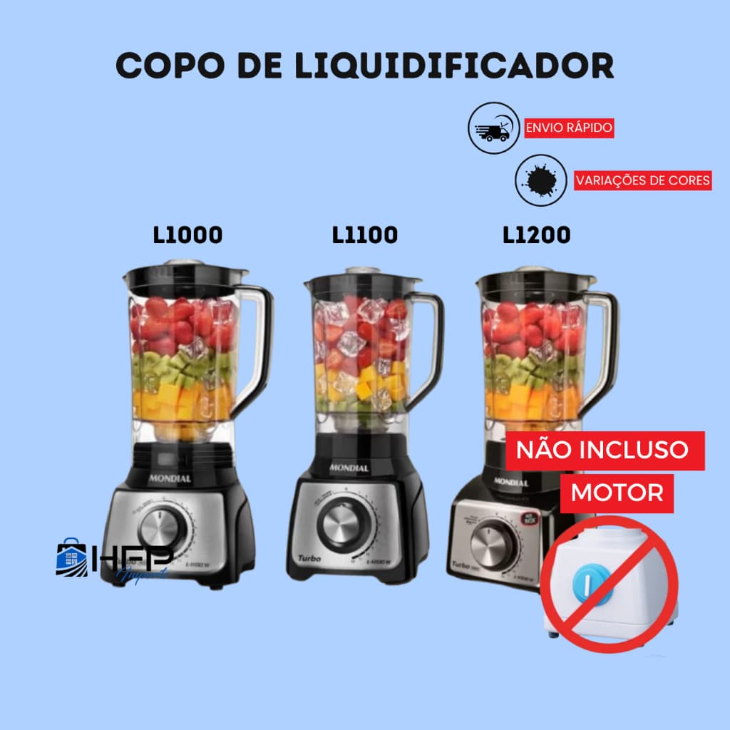 Copo para Liquidificador serve  Mondial Turbo L1000/ L1100/ L1200 Cristal
