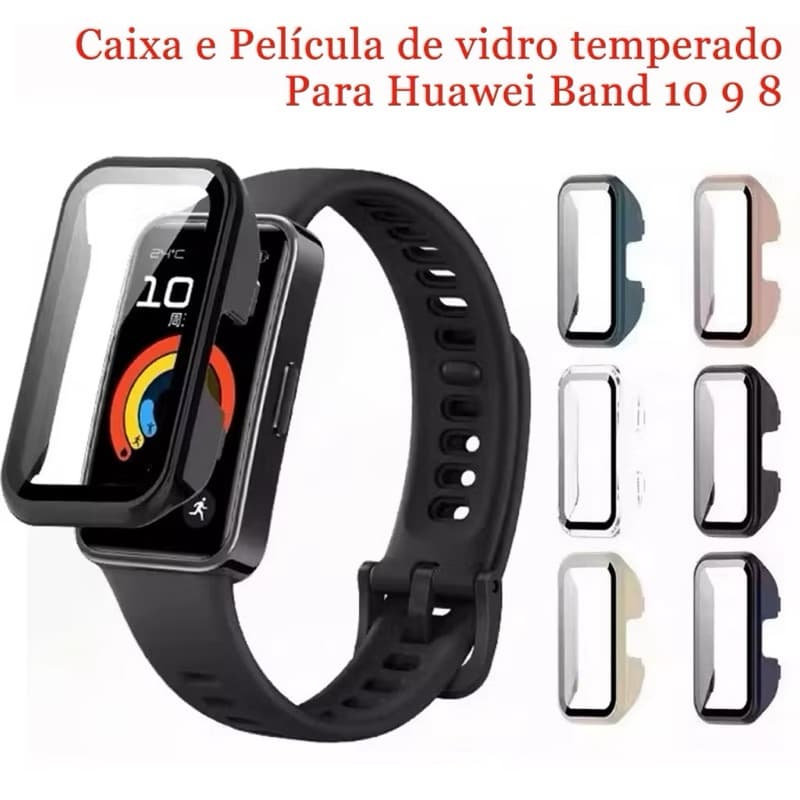 CZY Capa Case Caixa Película de vidro temperado Para Smartwatch huawei Band 10 9 8 de PC
