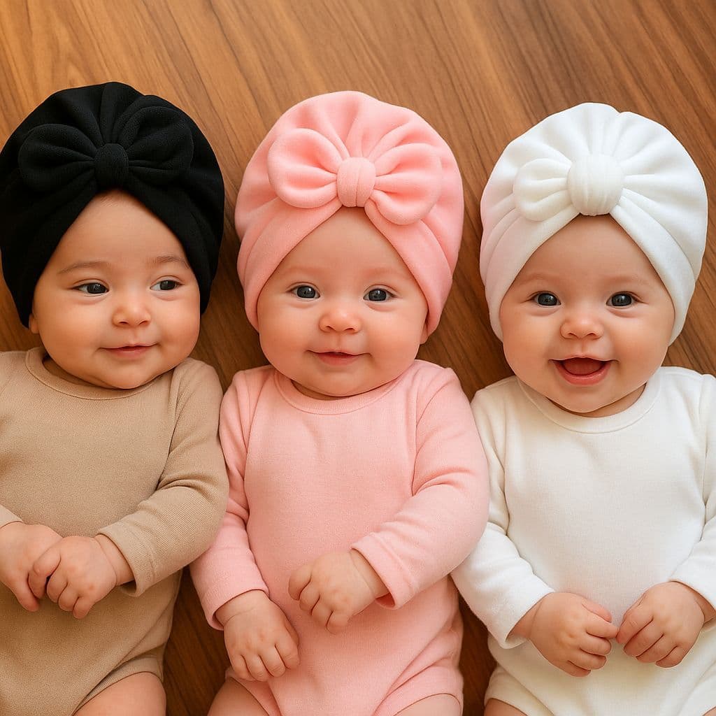 Touca Turbante Bebê em Microsoft com Laço 💖