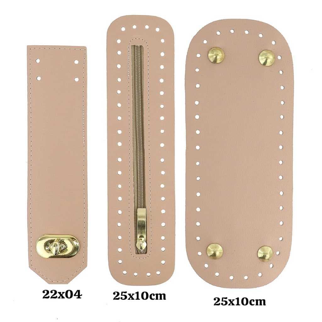 Kit Para Bolsas Croche Com Ziper 25x10 Fundo Pezinho 25x10,Lapela Fecho Luxo