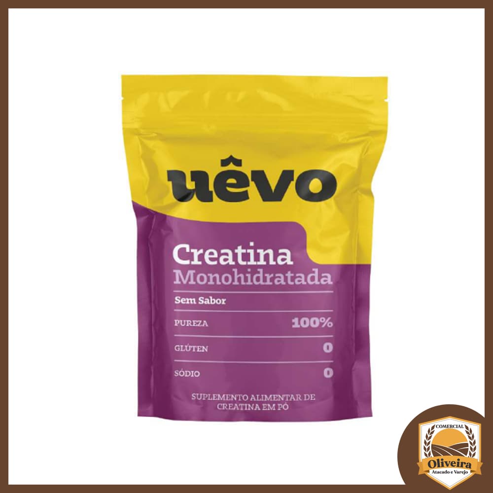 Creatina Monohidratada Pura 300g Uêvo Sem Gluten Sem Sódio