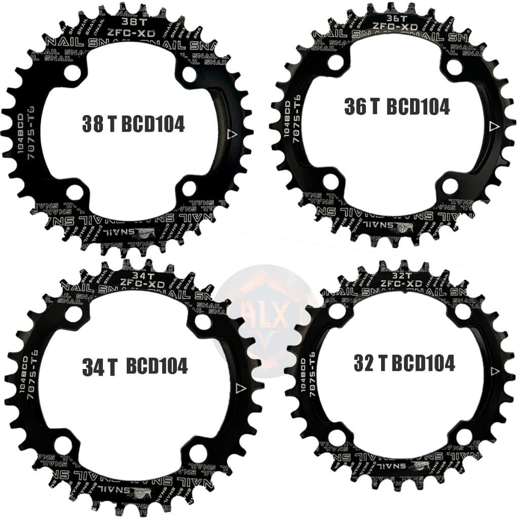 Coroa única Bcd104  bike Roda 32/34/36/38t Circular Bike Snail Narrow Wide 4 furos
