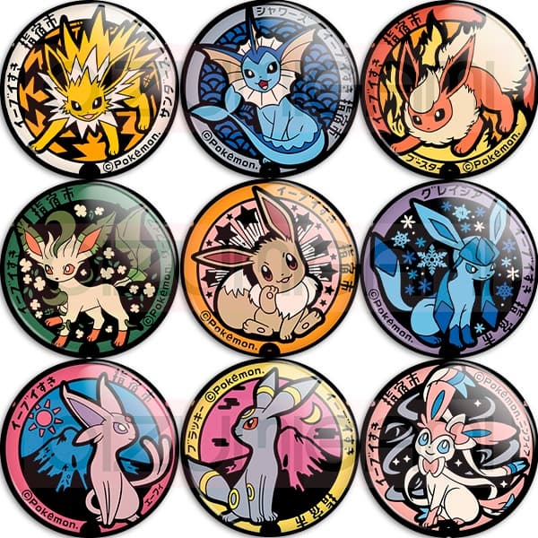 Bottons - Pokemon Eevee Evoluções - Tam: 4,5cm - broche - alfinete - boton - bottom - button - pin