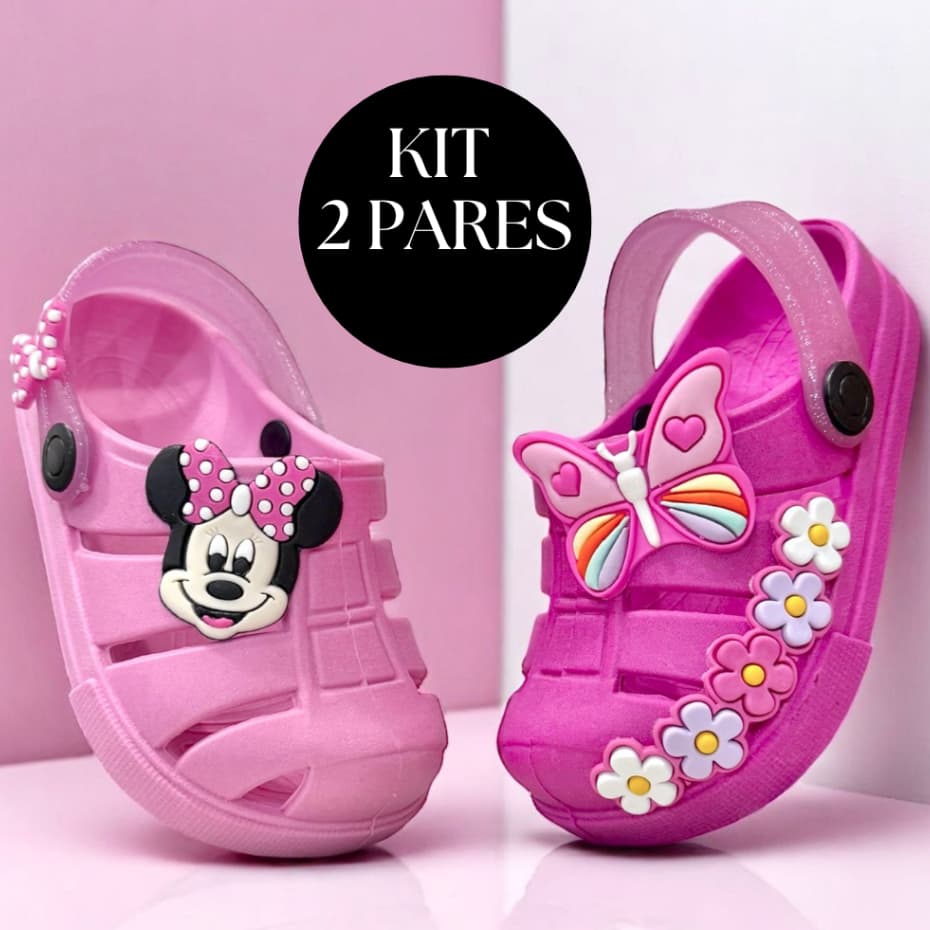 Kit 2 Pares Infantil Menina Papete Babuche Feminino Leve Confortável Promoção Maria Fiore