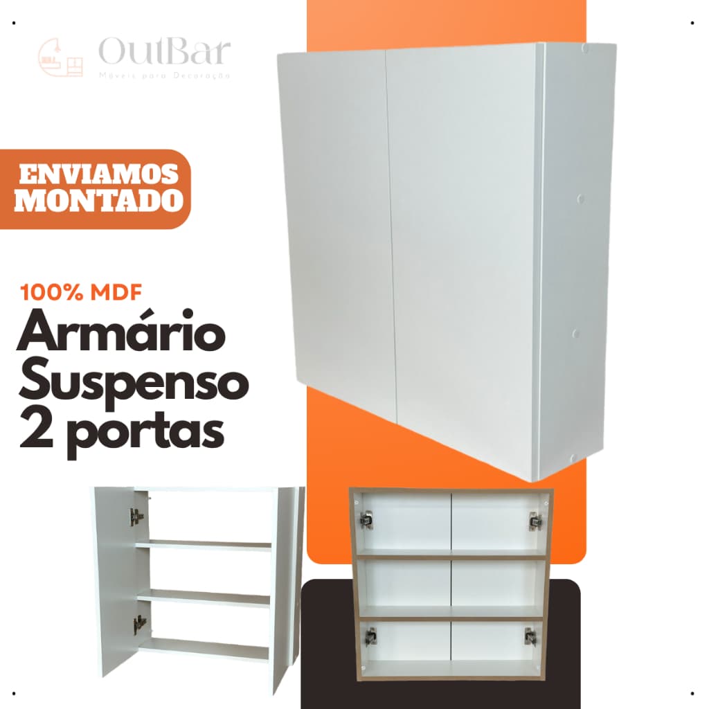 Armário Suspenso Para Banheiro Com 2 Portas 60x60x15cm