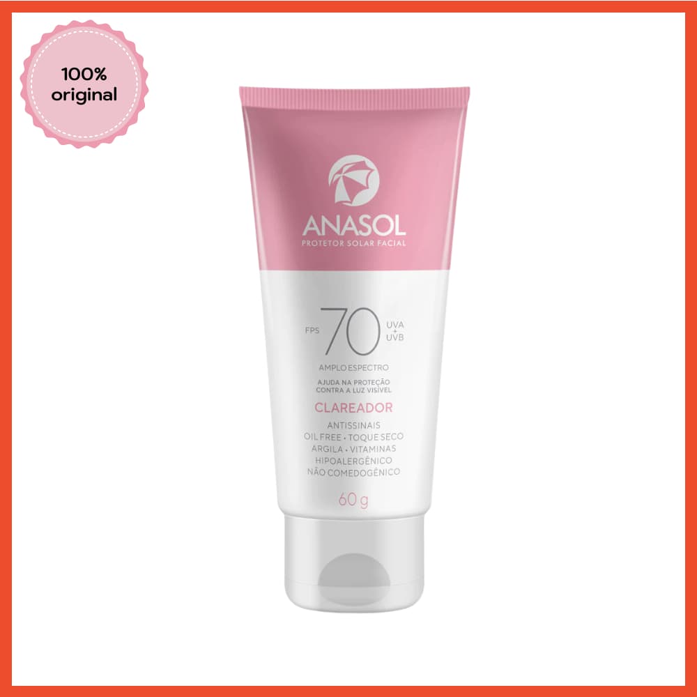 Protetor Solar Clareador Facial Anasol FPS 70 UVA Vegano 60g