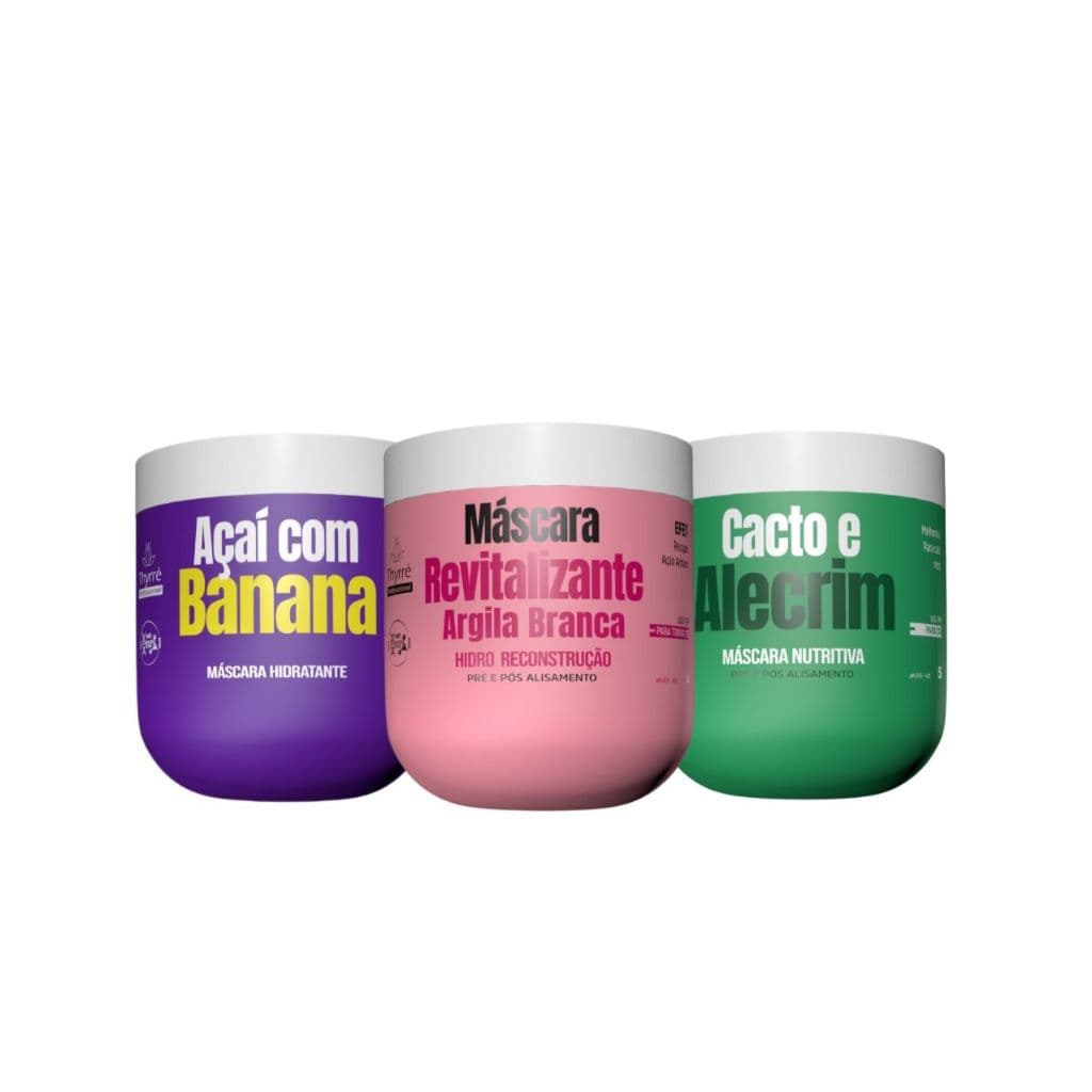 Cronograma Mascaras  Revitalizante, Cacto Alecrim e Açai c/ Banana Tratamento Thyrre Cosmetics