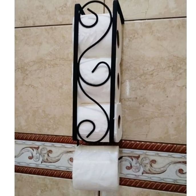 suporte de parede para Papel Higiênico 4 rolos Preto Fosco
