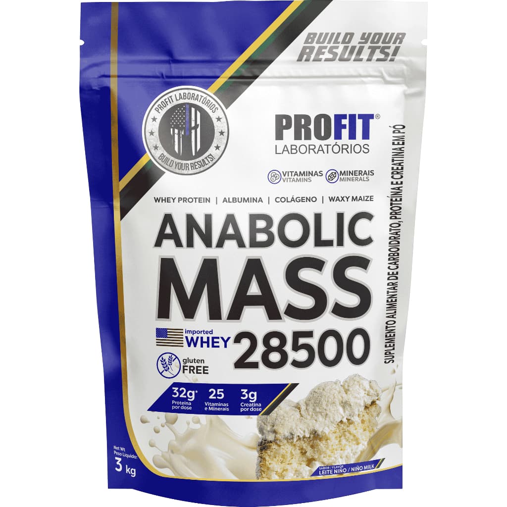 Hipercalórico Anabolic Mass 28500 - 3kg - Profit Labs Sabores