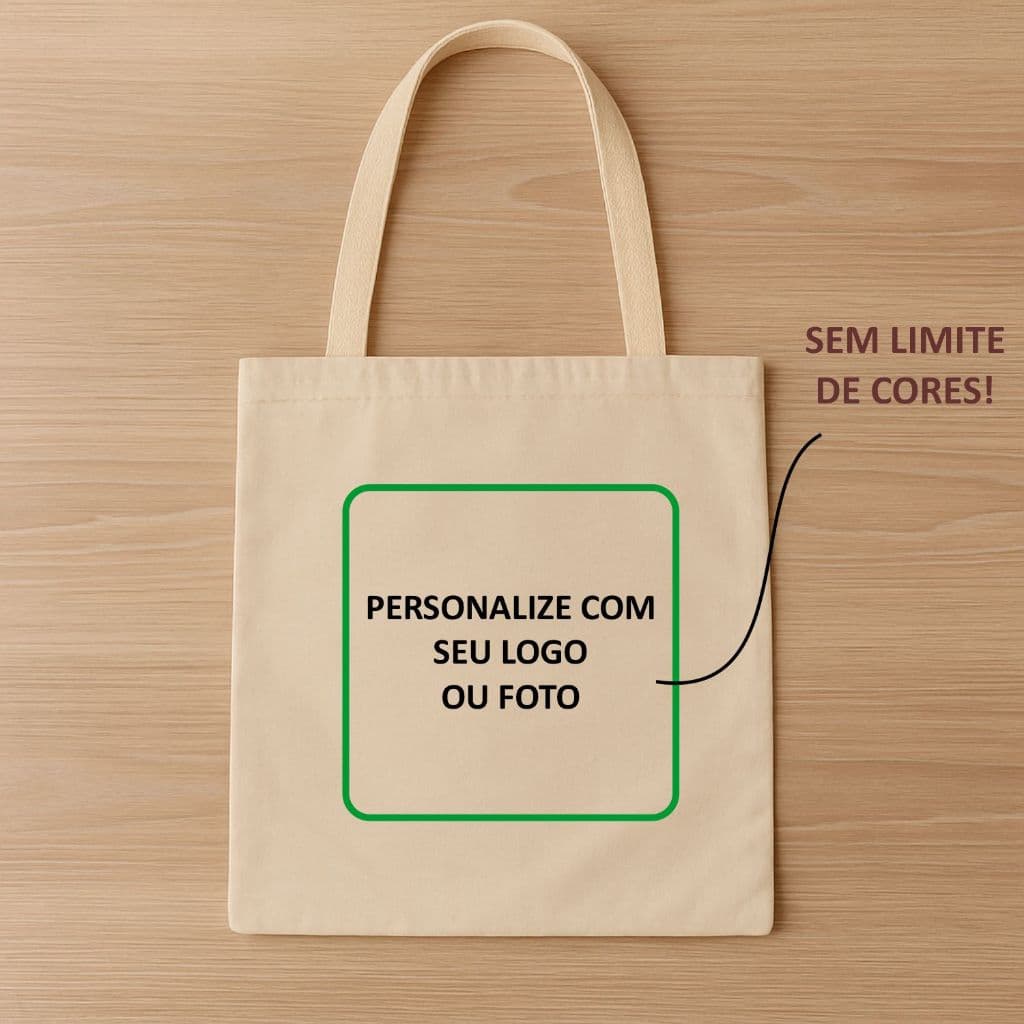 6 Ecobags Personalizada Com Logo Foto Arte Algodão Cru Sacola de Tecido REC tore Tote Bag