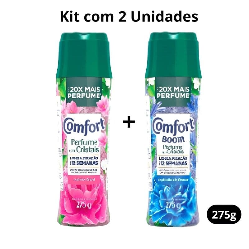 Kit 2 Comfort Boom em Cristais 1 Euforia Floral + 1 Explosão de Frescor 275g