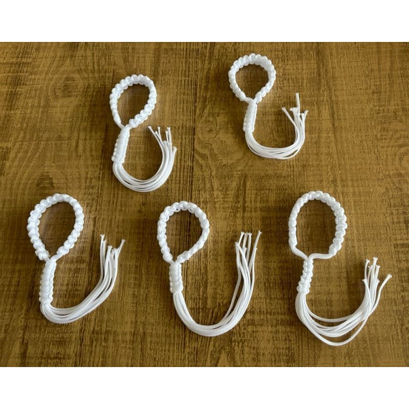 Kit 5 Prajied Kruang Branco Graduação Muay Thai Fio Tailandês Com Regulagem