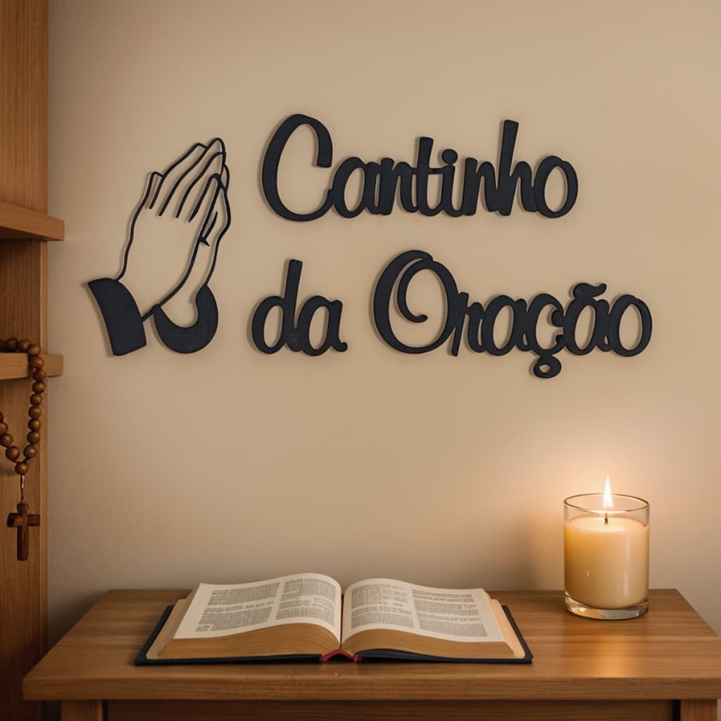 Frase Escrita Decorativa Cantinho da Oração Em Mdf Autocolante Decoração Casa