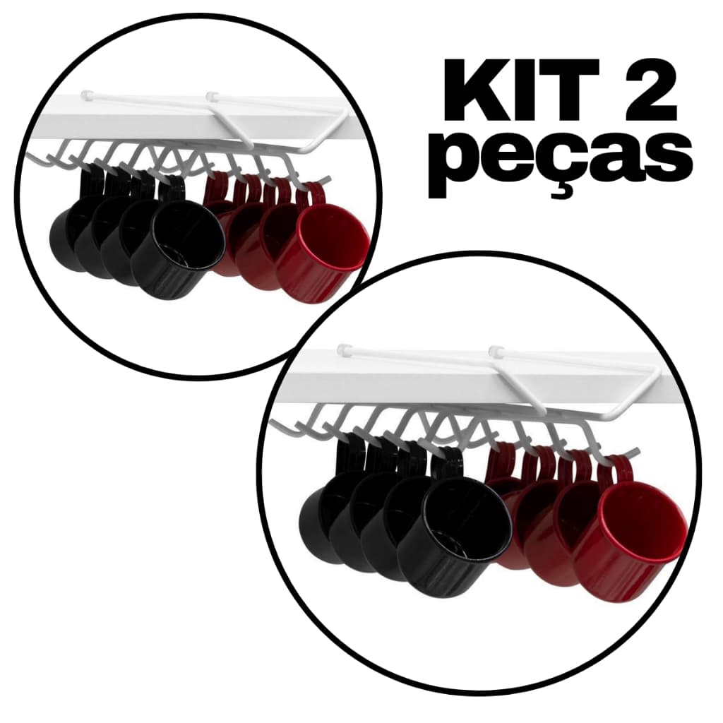Kit 2 Porta Xicaras Suporte Organizador Para Cozinha Armario