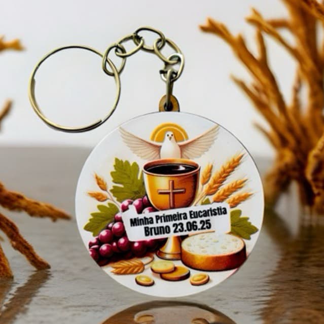 KIT Chaveiro Eucaristia, MDF, adesivado, decoração igreja