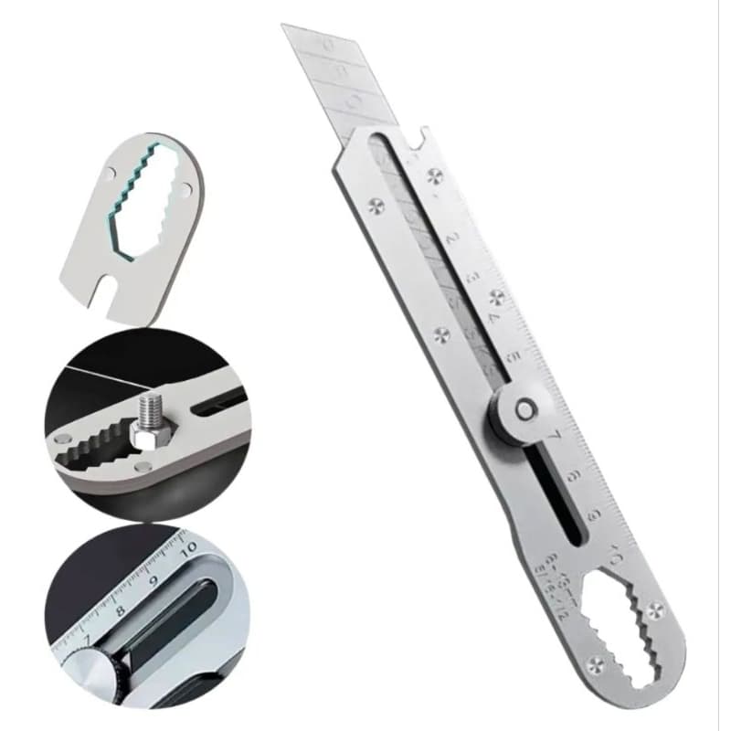 Estilete Profissional Com Trava Aço Inox Maciço 6 em 1 Lamina Precisão Segurança