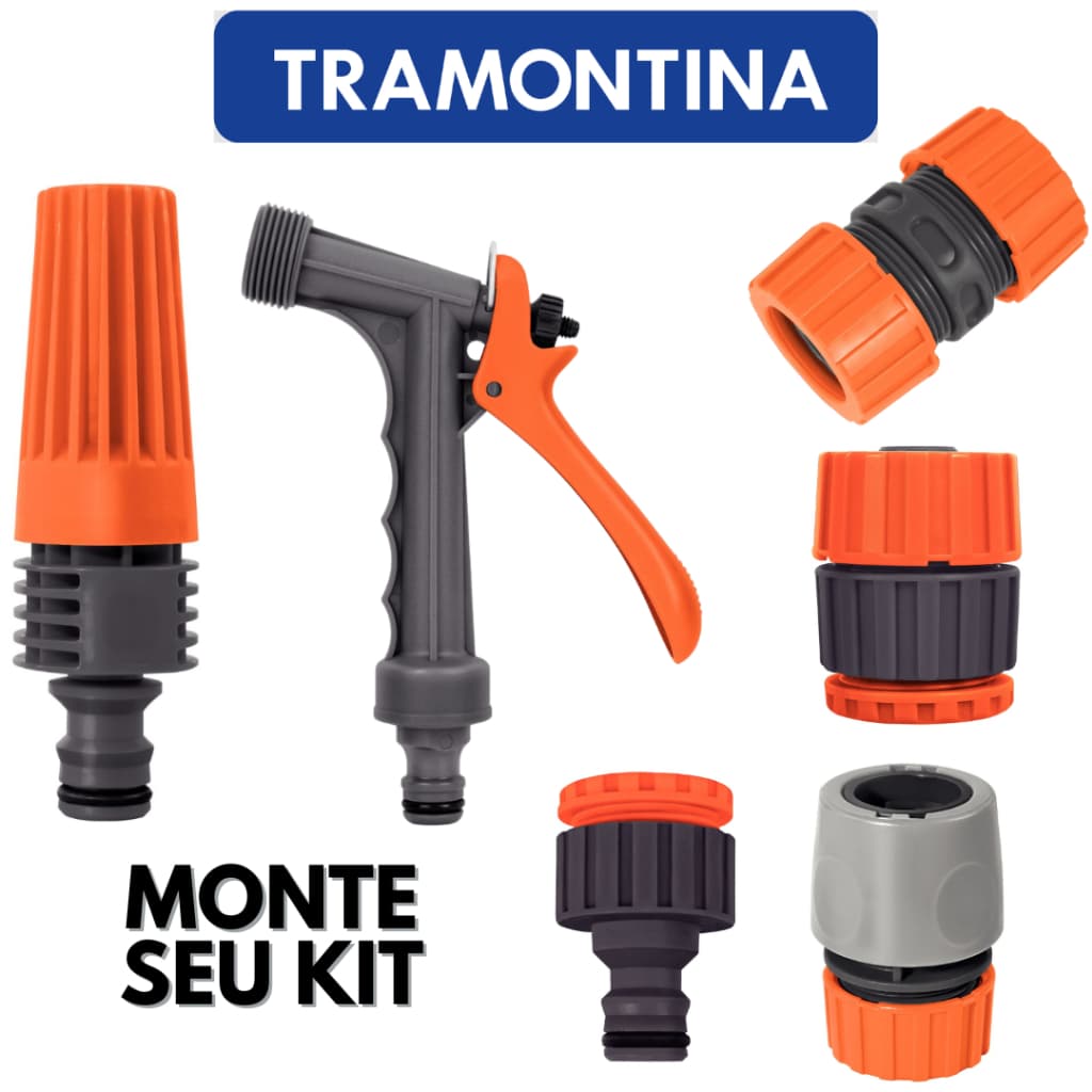 Kit irrigação engate rápido esguicho emenda de mangueira engate rosqueavel Hidropistola Tramontina