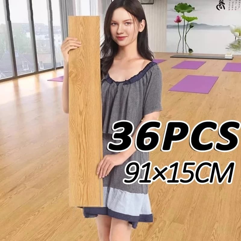 5㎡ Adesivo de Piso Madeira Moderno Antiderrapante Lavável 91,4x15,2cm vinílico