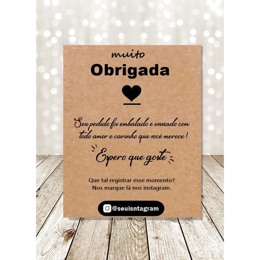 50 Cartões Kraft personalizado 10X7
