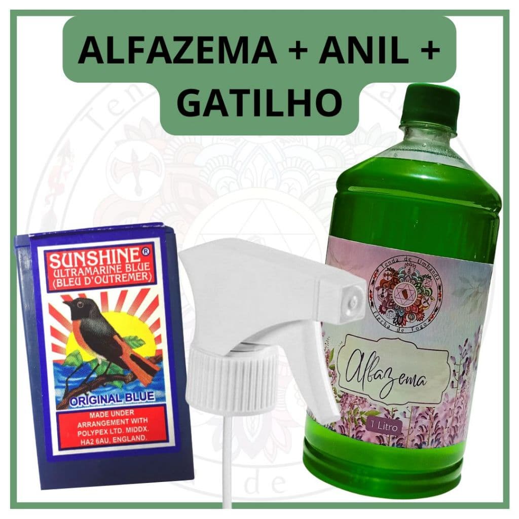 Kit Alfazema 1 Litro + Anil em Pó Wagi Africano Original + Gatilho