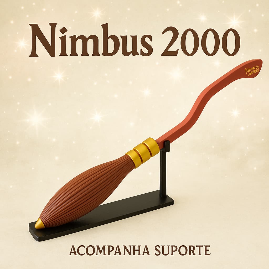 Miniatura Vassoura Nimbus 2000 Com Suporte - Harry Potter