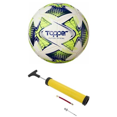 Bola Profissional Futebol Topper Futsal 22 Oficial + Bomba De Ar Ideal Para Jogos, Treino e Lazer.