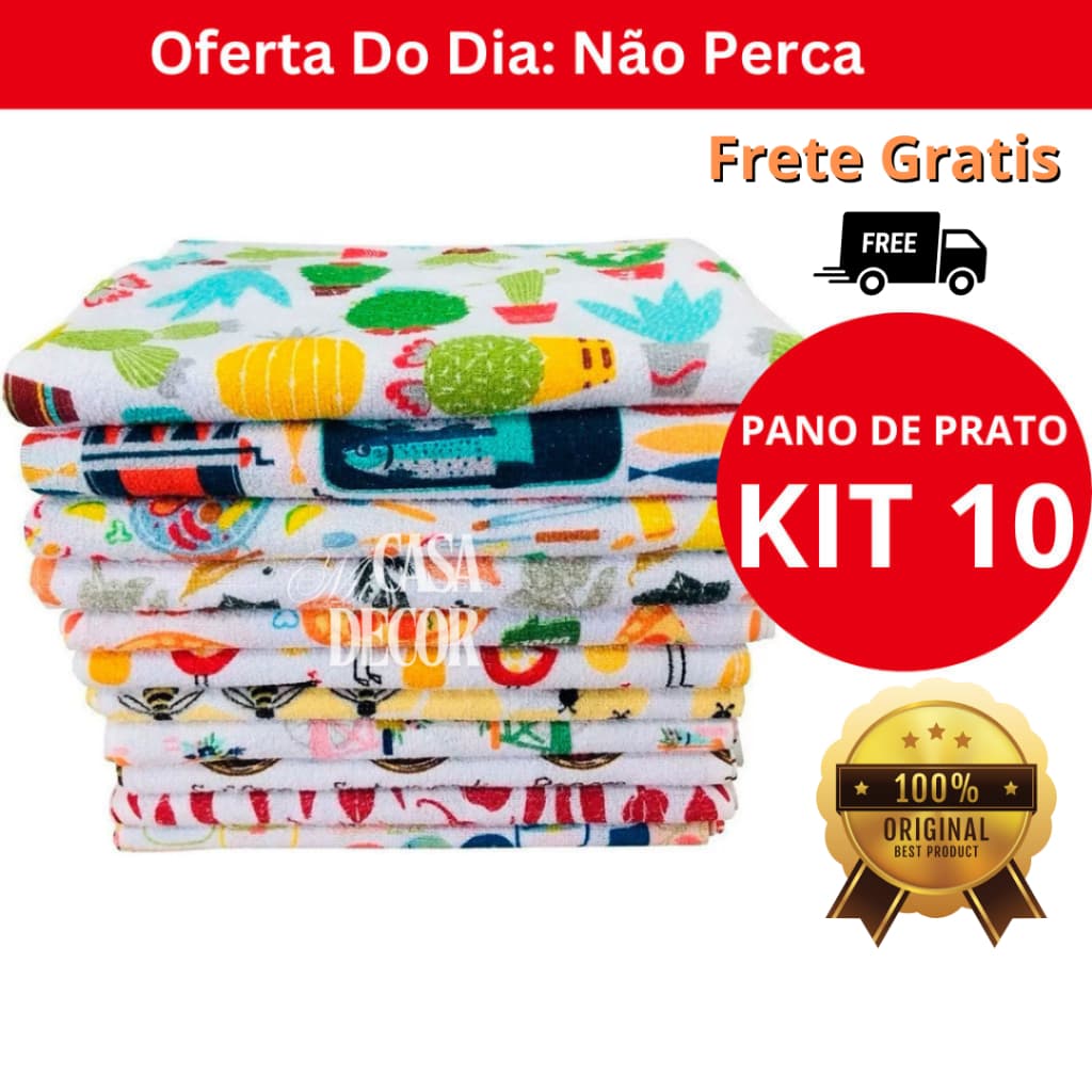 Kit Pano De Prato Grande Atoalhado Felpudo em Algodao