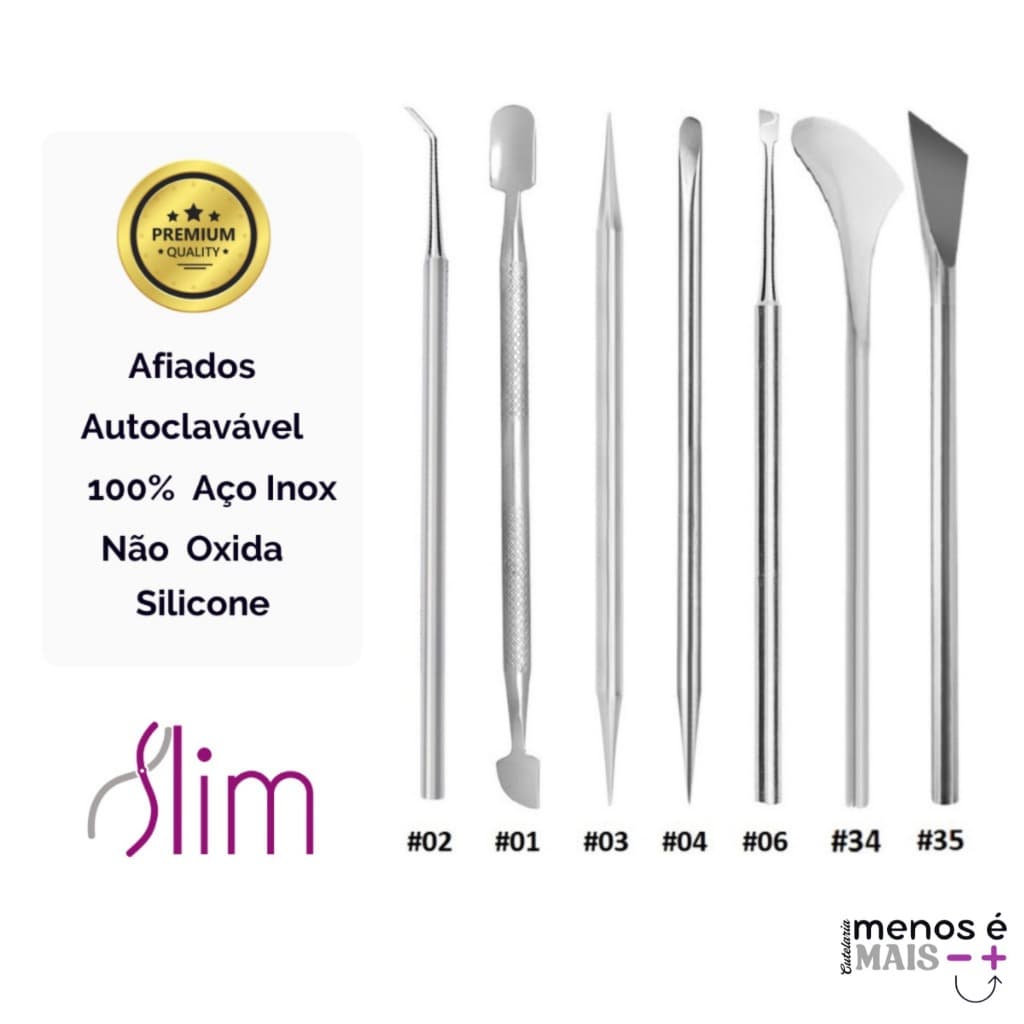 Kit Cutelaria Pedicure Profissional Instrumentos 7 Peças Inox Slim