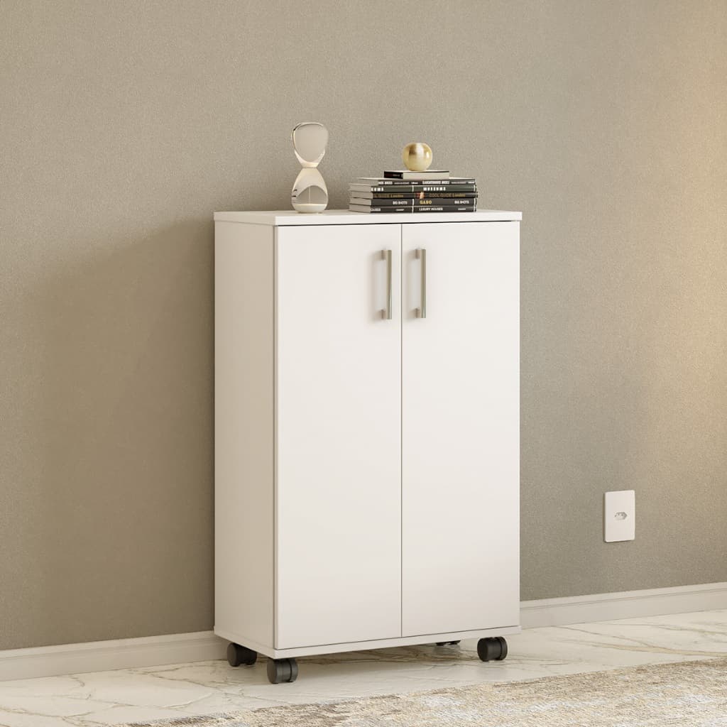 Armário Multiuso 96cm com Rodas 2 Portas | Lavanderia/Cozinha/Quarto | FULL