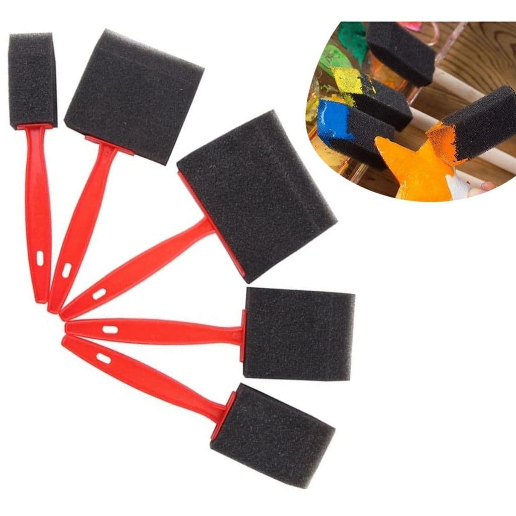 Kit Pincel Batedor de Espuma Sintética 5 Peças Yins Paper - Tamanhos: 7 cm / 6 cm / 5 cm / 4 cm / 2,5 cm